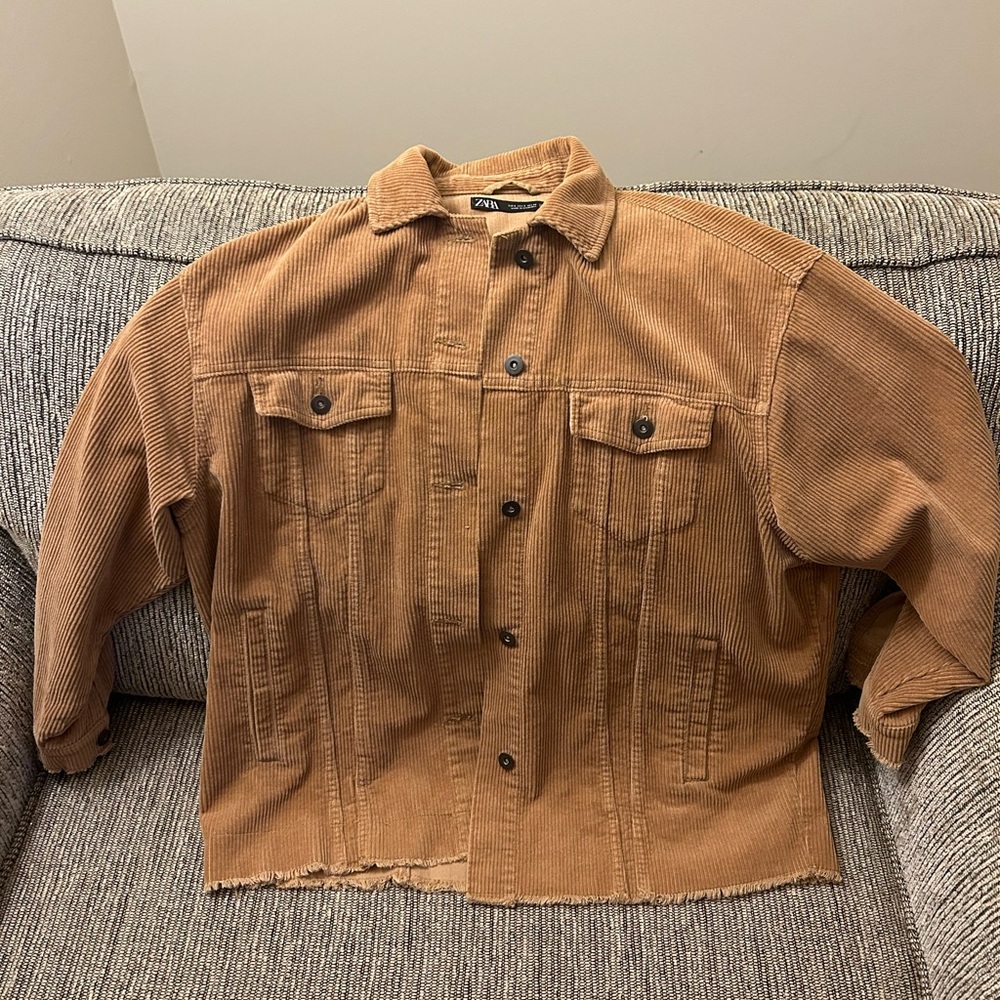 Zara Tan Women’s Jacket Oversized Fit Corduroy Tan Jacket  Fall Autumn Spring